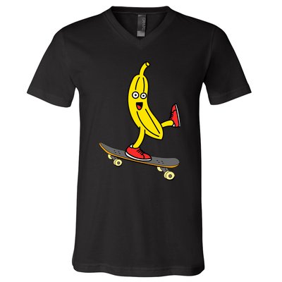 Skateboard Banana Funny Skateboarding Wo Man V-Neck T-Shirt