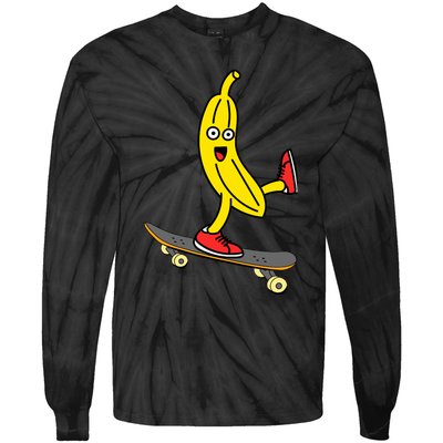 Skateboard Banana Funny Skateboarding Wo Man Tie-Dye Long Sleeve Shirt