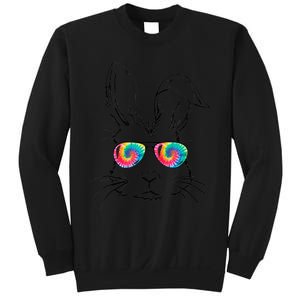 Sunglass Bunny Face Tie Dye Happy Easter Day Sweatshirt