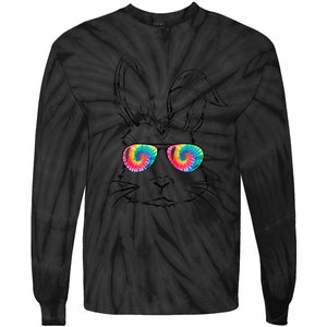 Sunglass Bunny Face Tie Dye Happy Easter Day Tie-Dye Long Sleeve Shirt