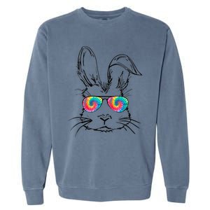 Sunglass Bunny Face Tie Dye Happy Easter Day Garment-Dyed Sweatshirt