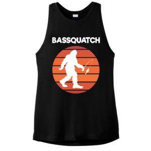 Sasquatch Bass Fishing Funny Bigfoot Fisher Bassquatch Gift Ladies PosiCharge Tri-Blend Wicking Tank