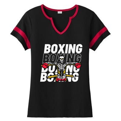 Skeleton Boxing Fighter For Boxers Ladies Halftime Notch Neck Tee