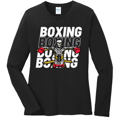 Skeleton Boxing Fighter For Boxers Ladies Long Sleeve Shirt