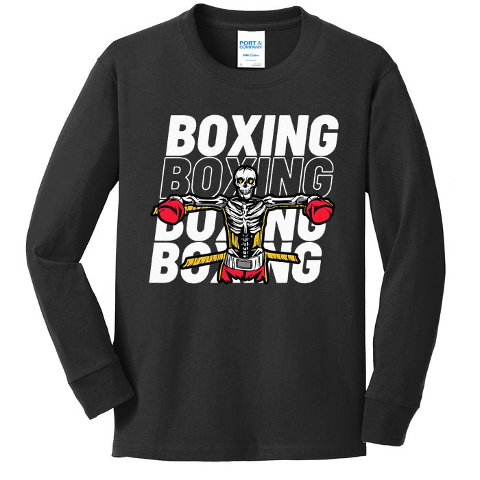 Skeleton Boxing Fighter For Boxers Kids Long Sleeve Shirt