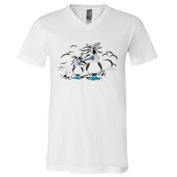 Seabirds Blue Footed Booby Bird Galapagos Islands V-Neck T-Shirt