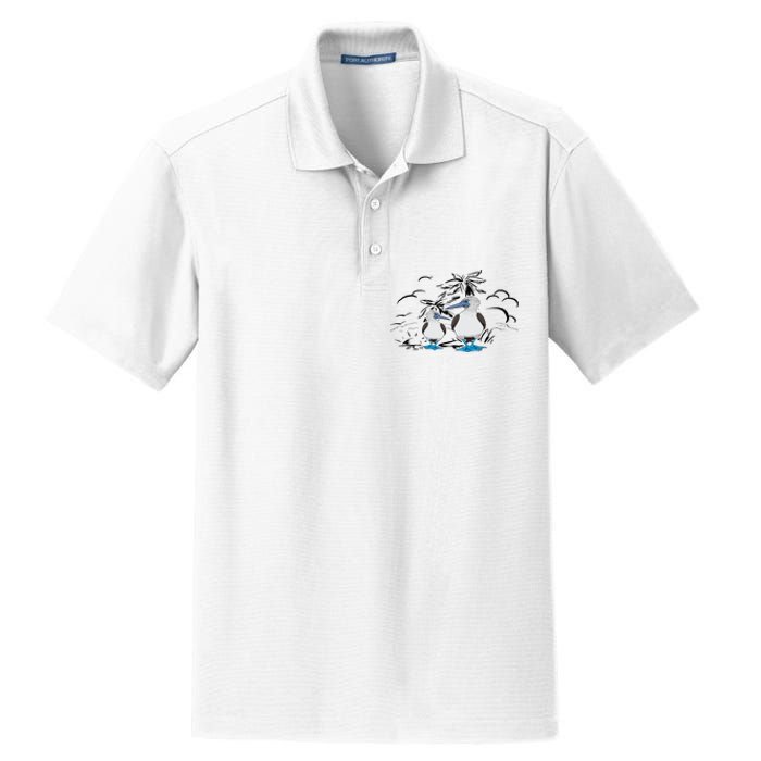 Seabirds Blue Footed Booby Bird Galapagos Islands Dry Zone Grid Polo