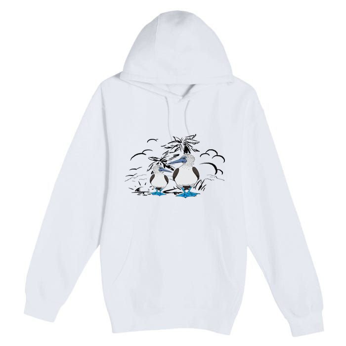 Seabirds Blue Footed Booby Bird Galapagos Islands Premium Pullover Hoodie