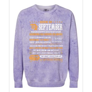 September Birthday Funny Gift Born In September Virgo Great Gift Colorblast Crewneck Sweatshirt