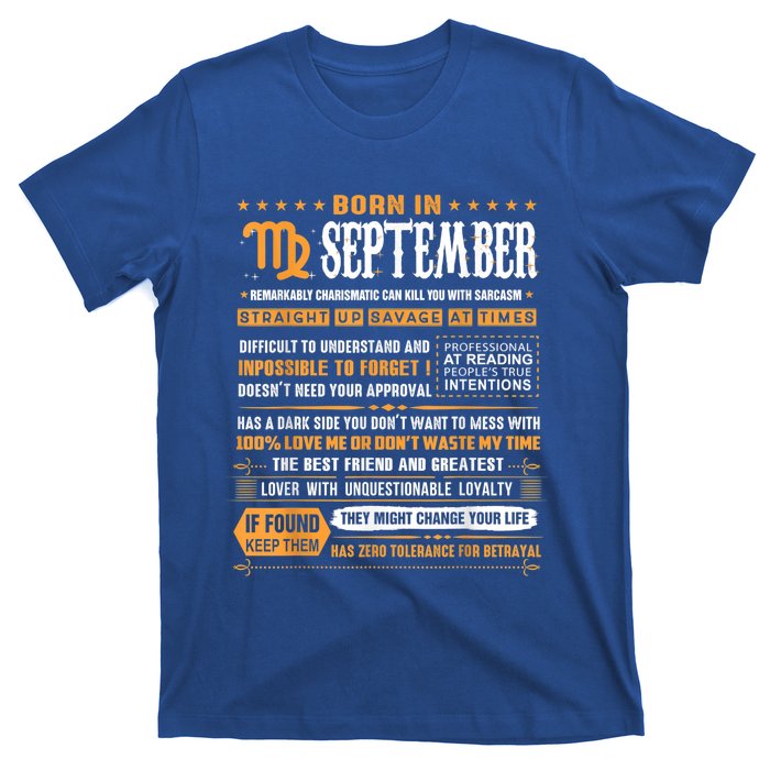 September Birthday Funny Gift Born In September Virgo Great Gift T-Shirt