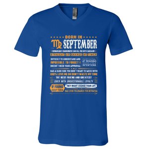 September Birthday Funny Gift Born In September Virgo Great Gift V-Neck T-Shirt