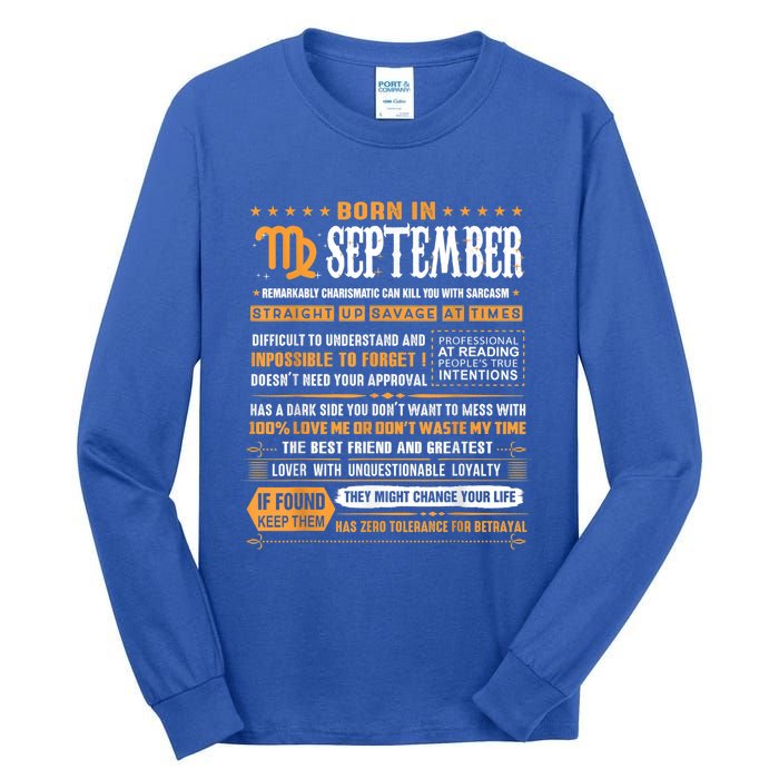 September Birthday Funny Gift Born In September Virgo Great Gift Tall Long Sleeve T-Shirt