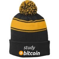 Study Bitcoin Famous Bitcoin Quote Stripe Pom Pom Beanie