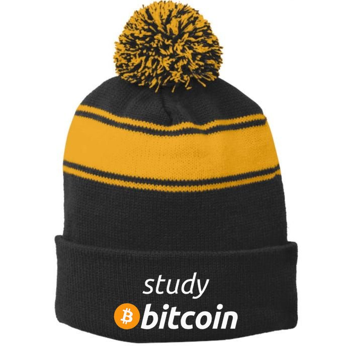 Study Bitcoin Famous Bitcoin Quote Stripe Pom Pom Beanie