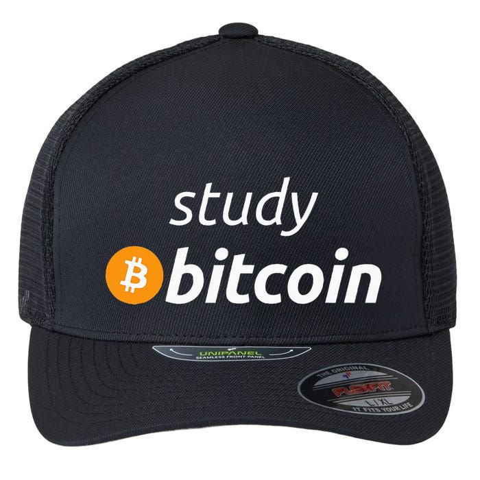Study Bitcoin Famous Bitcoin Quote Flexfit Unipanel Trucker Cap