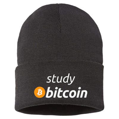 Study Bitcoin Famous Bitcoin Quote Sustainable Knit Beanie