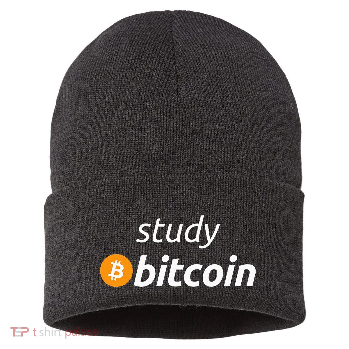 Study Bitcoin Famous Bitcoin Quote Sustainable Knit Beanie