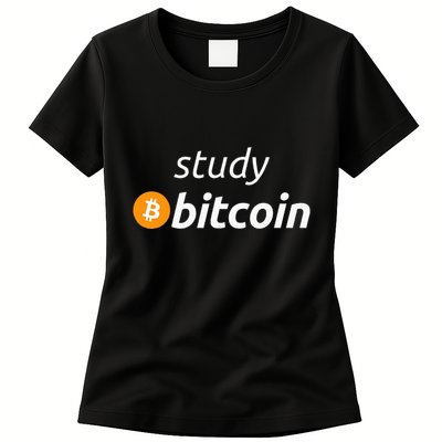 Study Bitcoin Famous Bitcoin Quote Womens T-Shirt