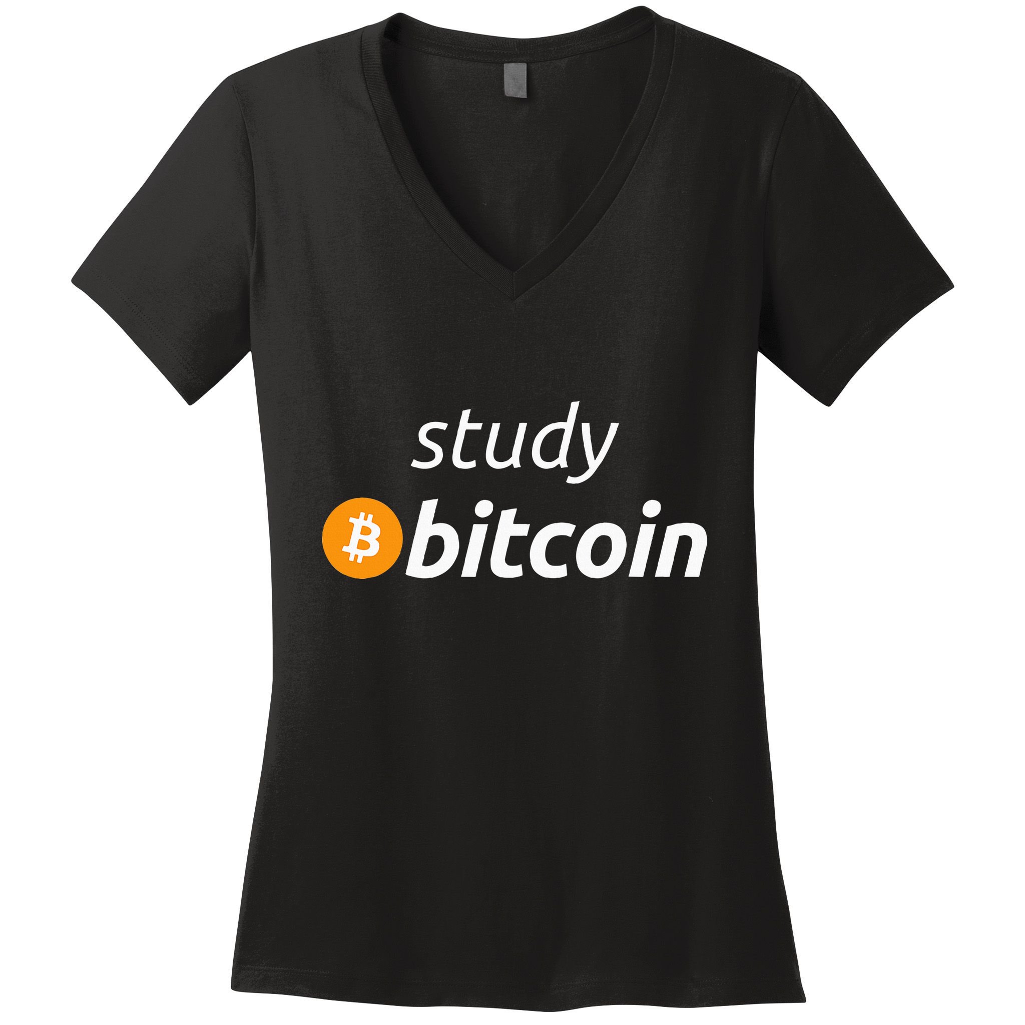 Study Bitcoin Famous Bitcoin Quote Women's V-Neck T-Shirt