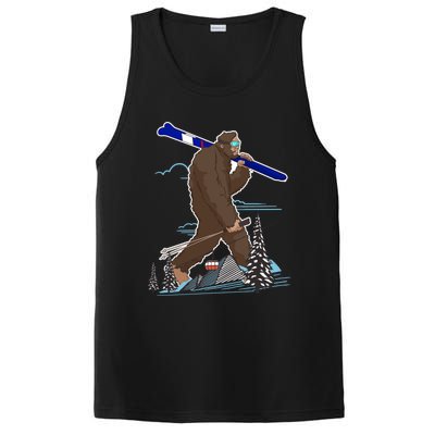 Skiing Bigfoot Funny Sasquatch Ski For Winter Skiers Funny Gift PosiCharge Competitor Tank