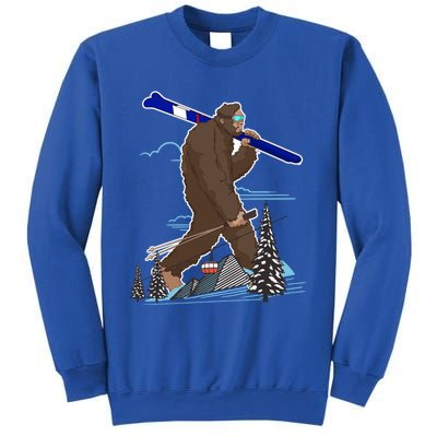 Skiing Bigfoot Funny Sasquatch Ski For Winter Skiers Funny Gift Sweatshirt