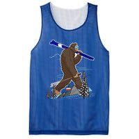 Skiing Bigfoot Funny Sasquatch Ski For Winter Skiers Funny Gift Mesh Reversible Basketball Jersey Tank