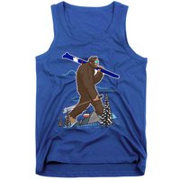 Skiing Bigfoot Funny Sasquatch Ski For Winter Skiers Funny Gift Tank Top