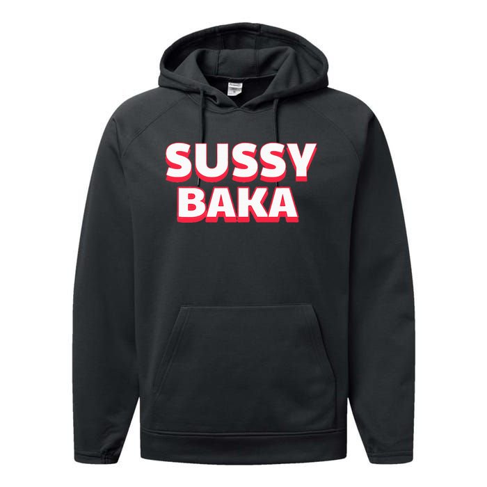 Sussy Baka Funny Sus Meme Performance Fleece Hoodie