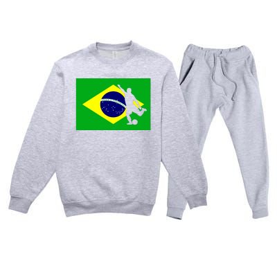 Soccer Brasil Flag Brazil Futebol Brazilian Gift Premium Crewneck Sweatsuit Set