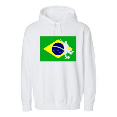 Soccer Brasil Flag Brazil Futebol Brazilian Gift Garment-Dyed Fleece Hoodie