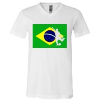 Soccer Brasil Flag Brazil Futebol Brazilian Gift V-Neck T-Shirt