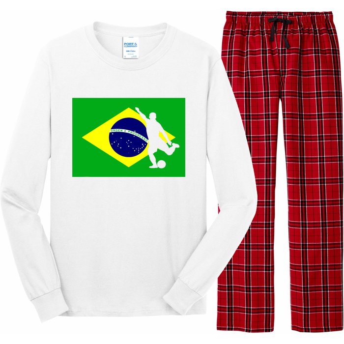 Soccer Brasil Flag Brazil Futebol Brazilian Gift Long Sleeve Pajama Set