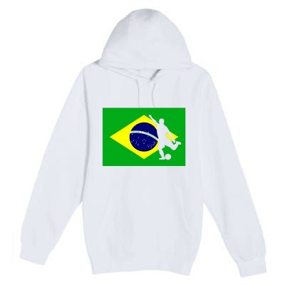 Soccer Brasil Flag Brazil Futebol Brazilian Gift Premium Pullover Hoodie