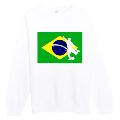 Soccer Brasil Flag Brazil Futebol Brazilian Gift Premium Crewneck Sweatshirt