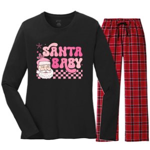 Santa Baby Festive Holiday Graphic Women's Long Sleeve Flannel Pajama Set 