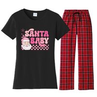 Santa Baby Festive Holiday Graphic Women's Flannel Pajama Set