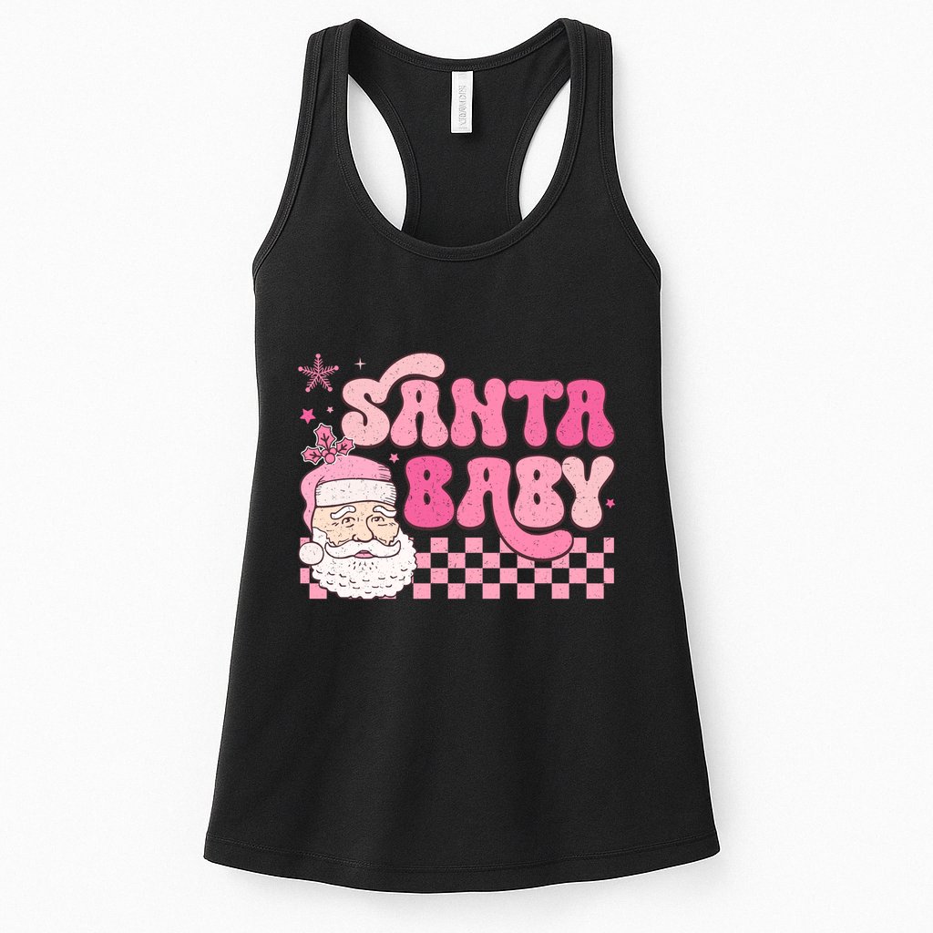 Santa Baby Festive Holiday Graphic Womens Tank Top