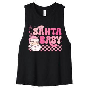 Santa Baby Festive Holiday Graphic Women's Racerback Cropped Tank