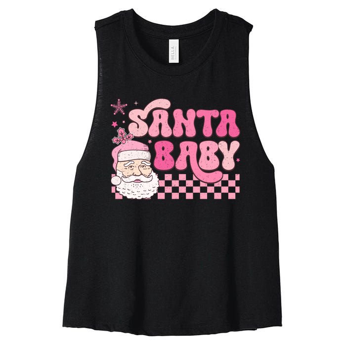 Santa Baby Festive Holiday Graphic Women's Racerback Cropped Tank