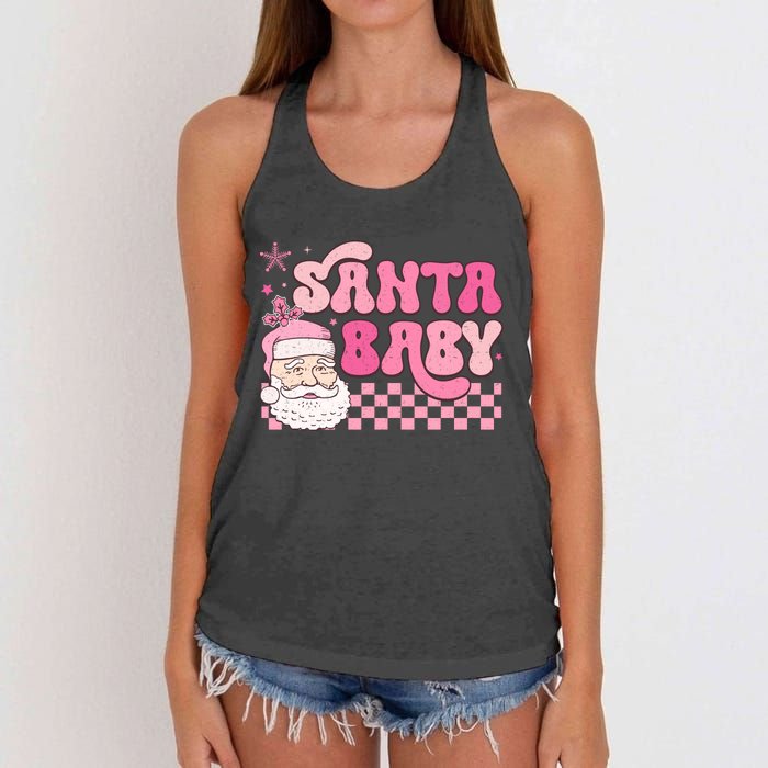 Santa Baby Festive Holiday Graphic Women's Knotted Racerback Tank