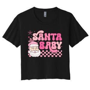 Santa Baby Festive Holiday Graphic Women's Crop Top Tee