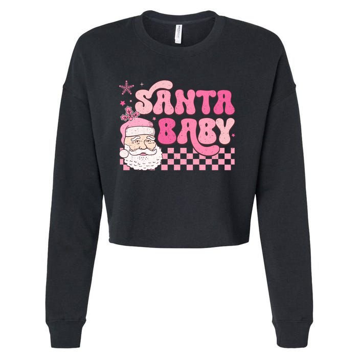 Santa Baby Festive Holiday Graphic Cropped Pullover Crew