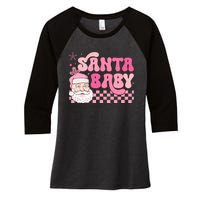 Santa Baby Festive Holiday Graphic Women's Tri-Blend 3/4-Sleeve Raglan Shirt