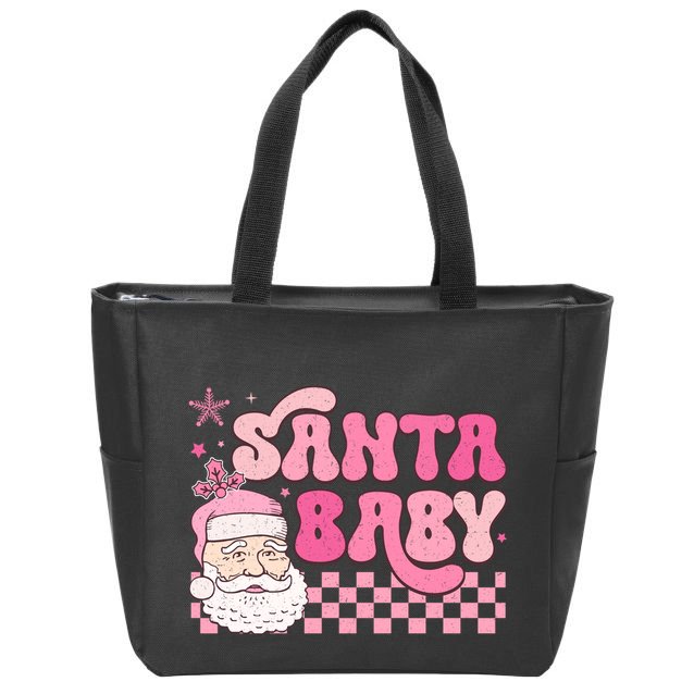 Santa Baby Festive Holiday Graphic Zip Tote Bag