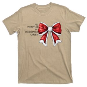 SantaS Bow Festive Fur Trim Holiday Charm T-Shirt