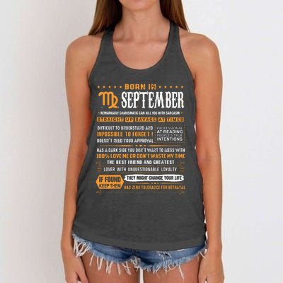 September Birthday Gifts Born In September Virgo Women's Knotted Racerback Tank