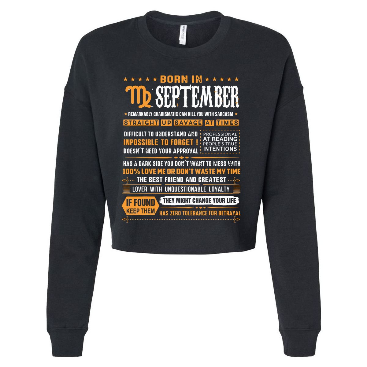 September Birthday Gifts Born In September Virgo Cropped Pullover Crew
