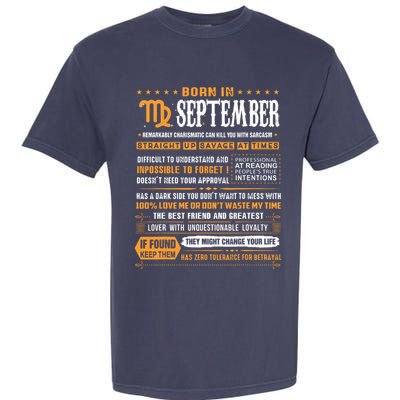 September Birthday Gifts Born In September Virgo Garment-Dyed Heavyweight T-Shirt