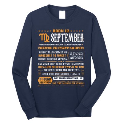 September Birthday Gifts Born In September Virgo Long Sleeve Shirt