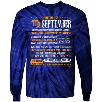 September Birthday Gifts Born In September Virgo Tie-Dye Long Sleeve Shirt